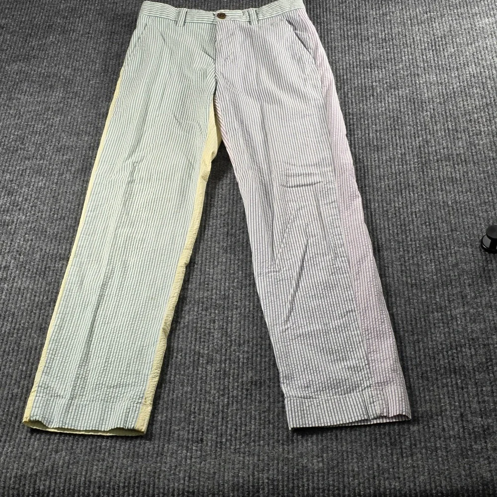Brooks Brothers Clark Fit Seersucker Multi Color Block Stripe Pants Mens 28x32